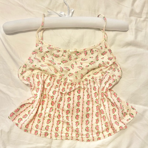 Diva Tops - Dainty floral yellow and pink tank top rare Disney Y2K